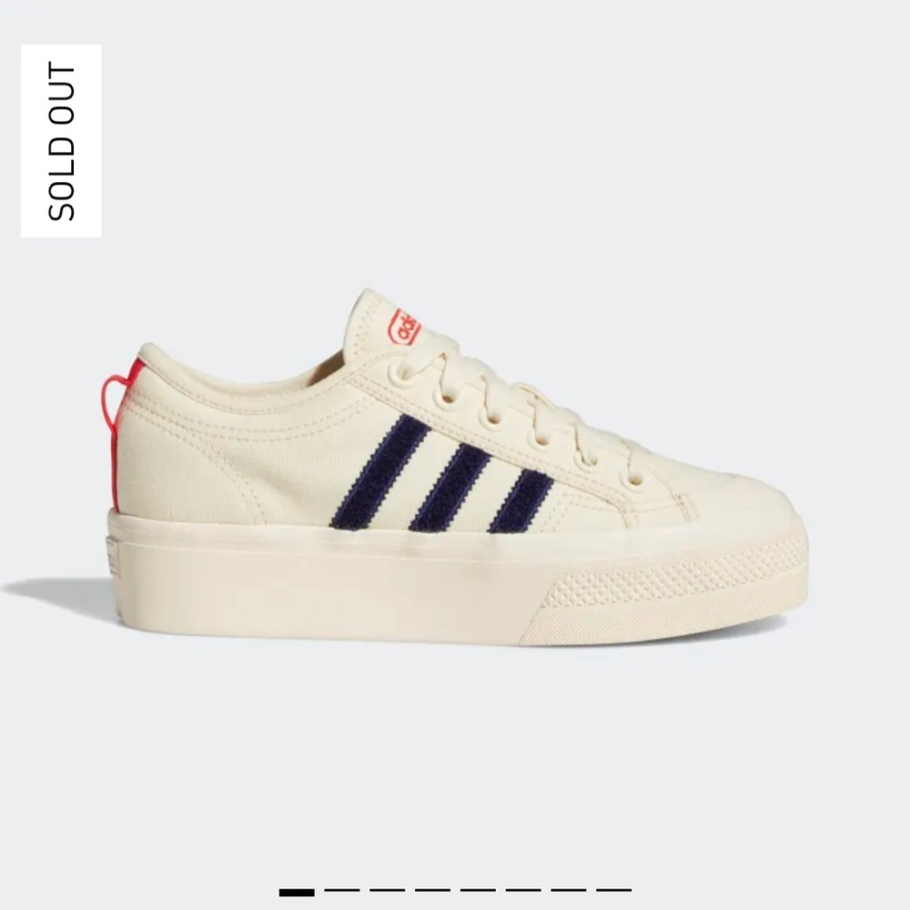 ADIDAS Nizza Platform - 7.5, Gently worn, Cream/Midnight